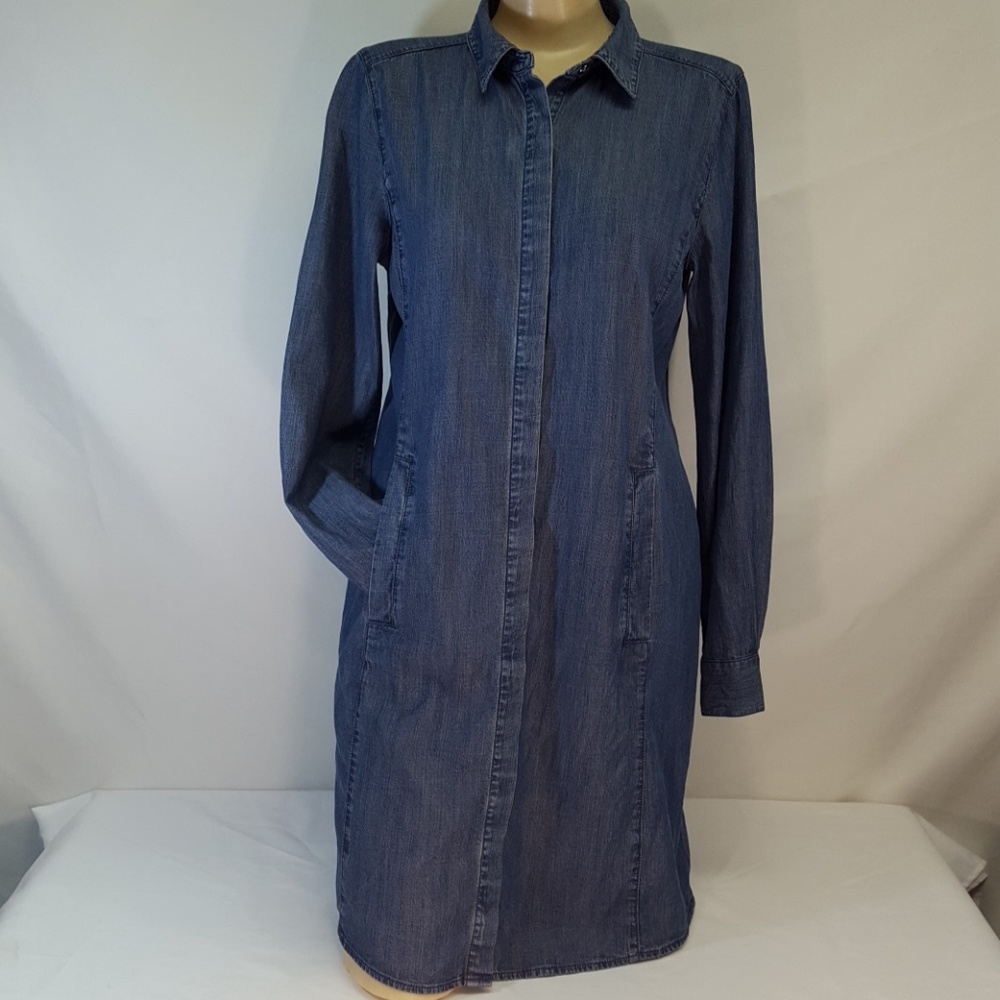 EILEEN FISHER DENIM STIRT DRESS (XS/TP) Blue Midi - Picture 1 of 8
